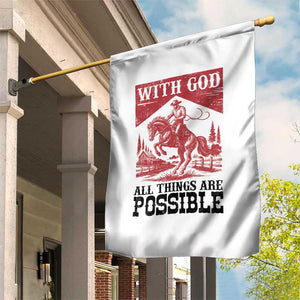 Christian Cowboy Garden Flag Vintage Christian All Things Are Possible Encouraging Bible Verse TS10 Print Your Wear