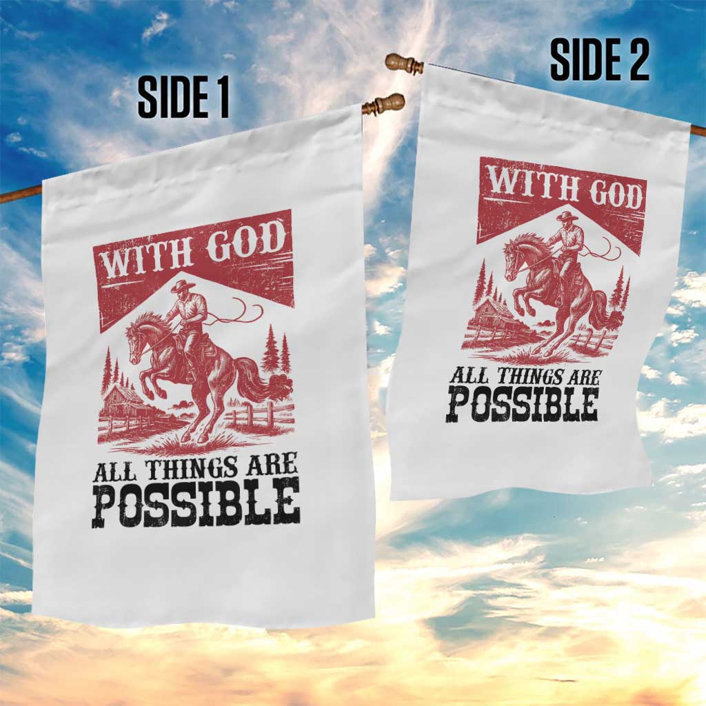 Christian Cowboy Garden Flag Vintage Christian All Things Are Possible Encouraging Bible Verse TS10 Print Your Wear