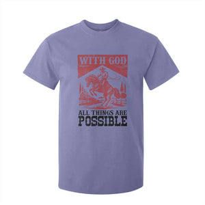 Christian Cowboy T Shirt For Kid Vintage Christian All Things Are Possible Encouraging Bible Verse TS10 Violet Print Your Wear