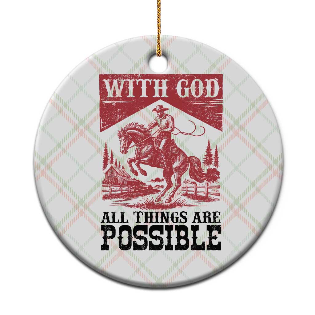 Christian Cowboy Ceramic Ornament Vintage Christian All Things Are Possible Encouraging Bible Verse TS10 1pc Christmas Plaid Print Your Wear