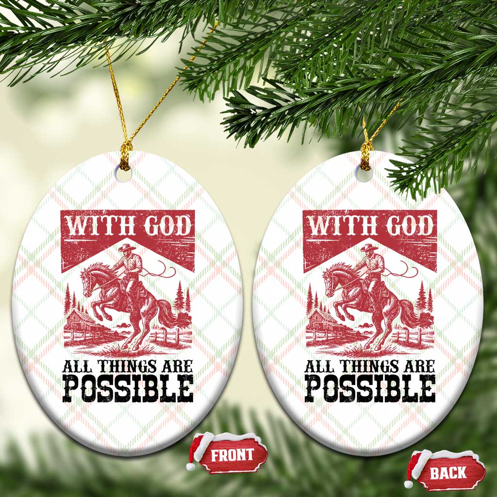 Christian Cowboy Ceramic Ornament Vintage Christian All Things Are Possible Encouraging Bible Verse TS10 Print Your Wear
