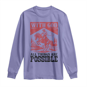 Christian Cowboy Long Sleeve Shirt Vintage Christian All Things Are Possible Encouraging Bible Verse TS10 Violet Print Your Wear