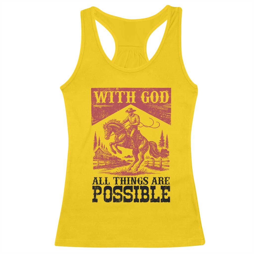 Christian Cowboy Racerback Tank Top Vintage Christian All Things Are Possible Encouraging Bible Verse TS10 Daisy Print Your Wear