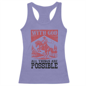 Christian Cowboy Racerback Tank Top Vintage Christian All Things Are Possible Encouraging Bible Verse TS10 Violet Print Your Wear