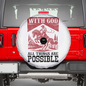 Christian Cowboy Spare Tire Cover Vintage Christian All Things Are Possible Encouraging Bible Verse TS10 Black Print Your Wear