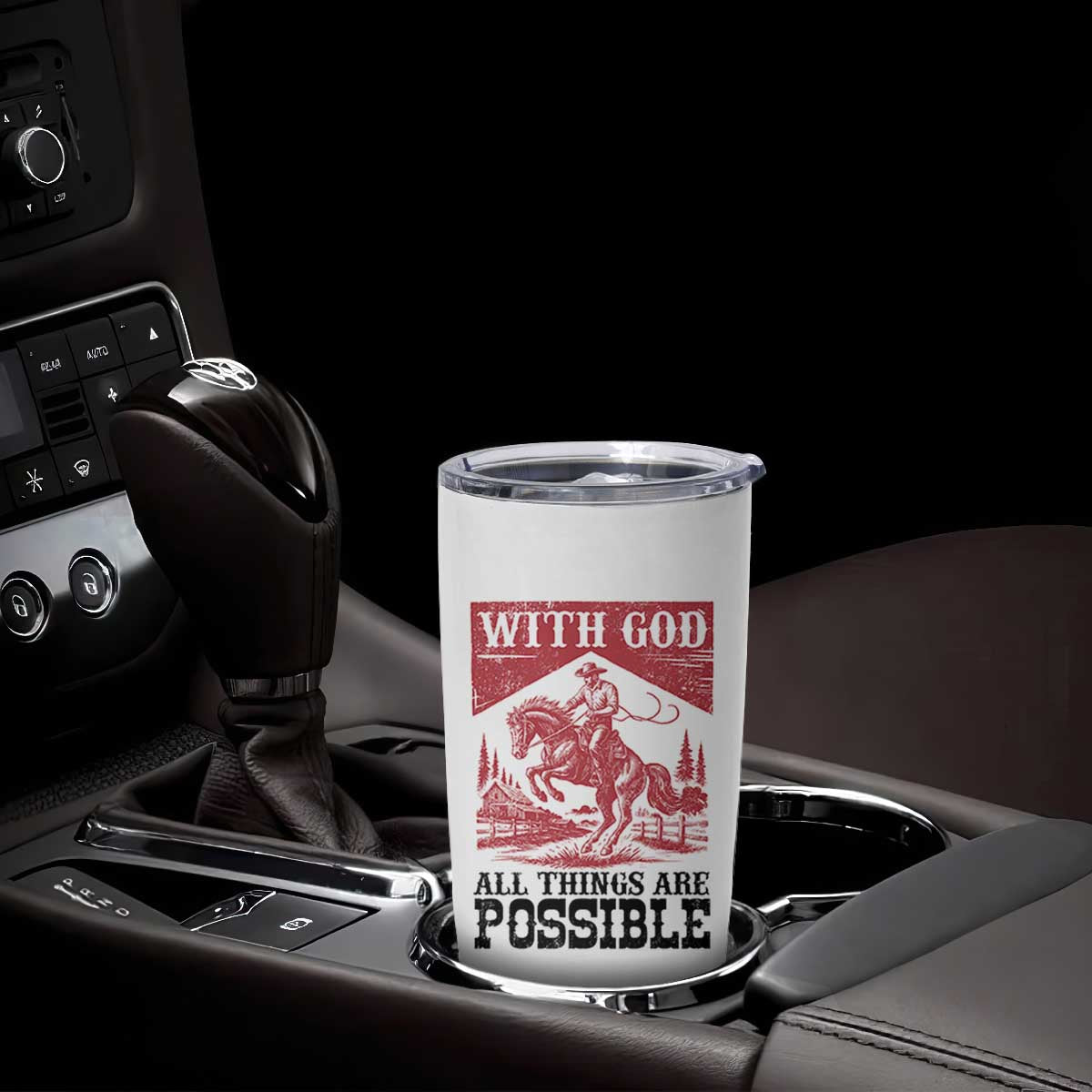 Christian Cowboy Tumbler Cup Vintage Christian All Things Are Possible Encouraging Bible Verse TS10 Print Your Wear