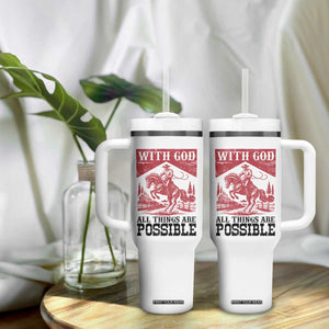 Christian Cowboy Tumbler With Handle Vintage Christian All Things Are Possible Encouraging Bible Verse TS10 Print Your Wear