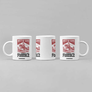 Christian Cowboy Coffee Mug Vintage Christian All Things Are Possible Encouraging Bible Verse TS10 Print Your Wear