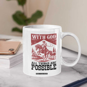 Christian Cowboy Coffee Mug Vintage Christian All Things Are Possible Encouraging Bible Verse TS10 Print Your Wear