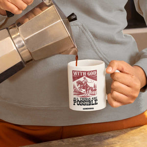 Christian Cowboy Coffee Mug Vintage Christian All Things Are Possible Encouraging Bible Verse TS10 Print Your Wear