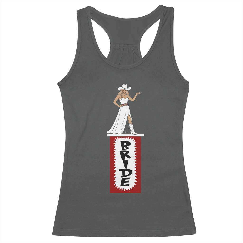 Bride Cowgirl Racerback Tank Top Western Rodeo Bachelorette Party Wedding TS10 Dark Heather Print Your Wear