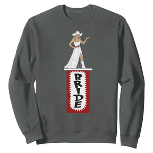 Bride Cowgirl Sweatshirt Western Rodeo Bachelorette Party Wedding TS10 Dark Heather Print Your Wear