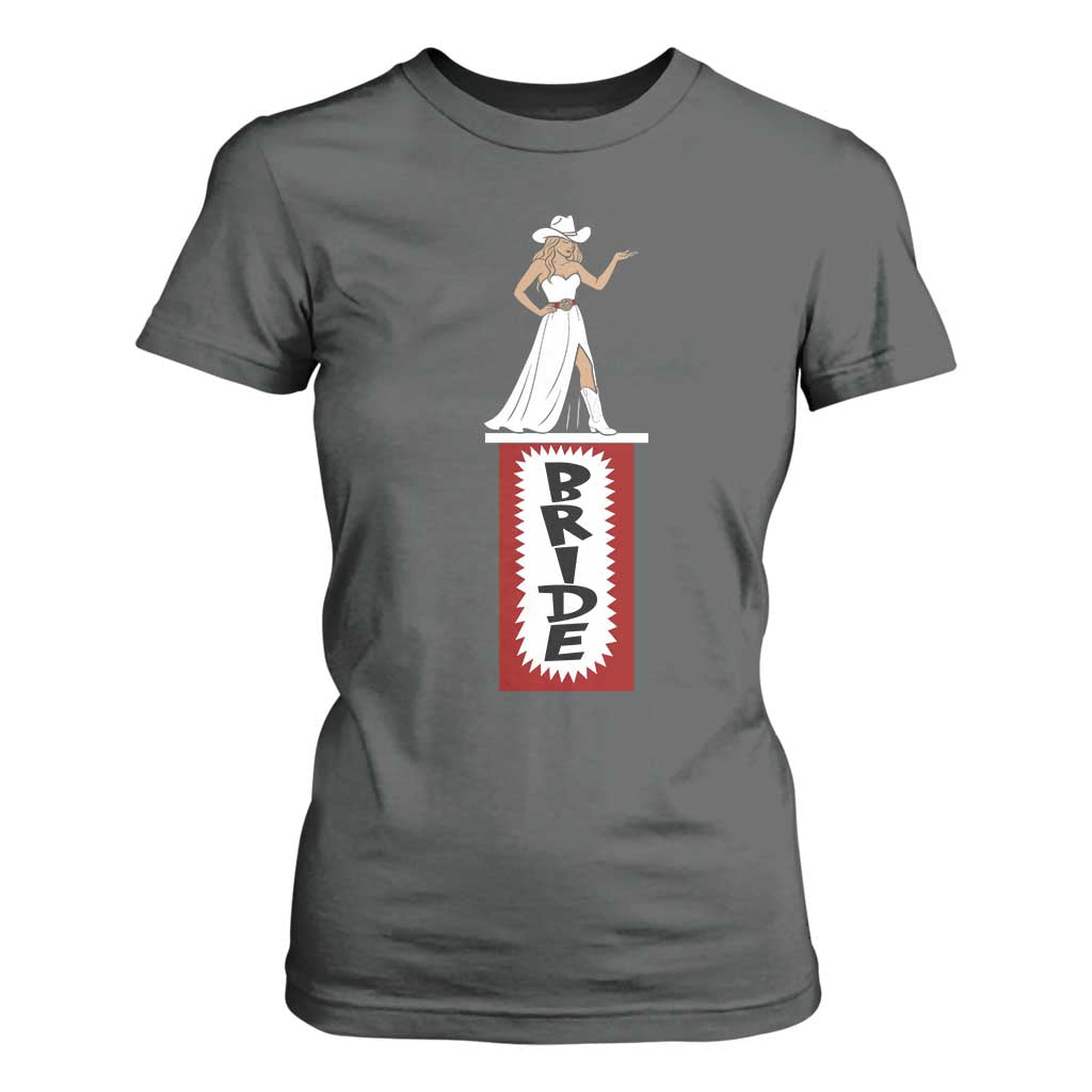 Bride Cowgirl T Shirt For Women Western Rodeo Bachelorette Party Wedding TS10 Dark Heather Print Your Wear