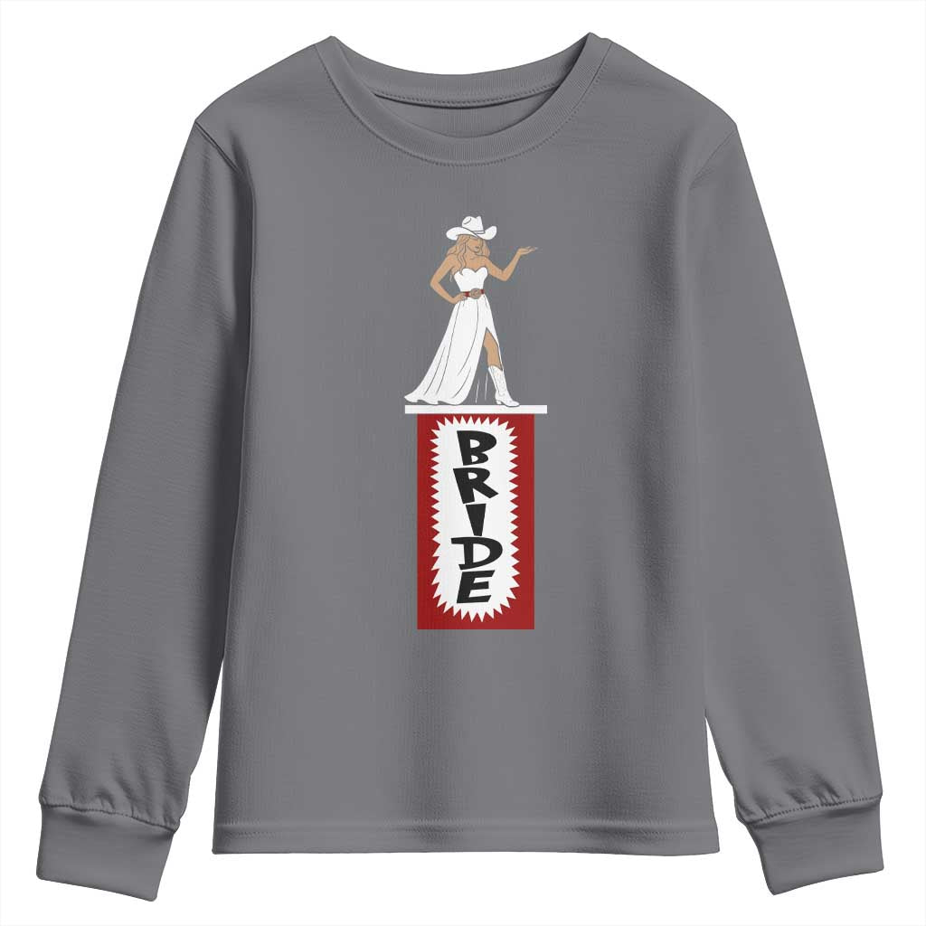 Bride Cowgirl Youth Sweatshirt Western Rodeo Bachelorette Party Wedding TS10 Charcoal Print Your Wear