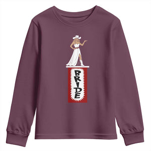 Bride Cowgirl Youth Sweatshirt Western Rodeo Bachelorette Party Wedding TS10 Maroon Print Your Wear