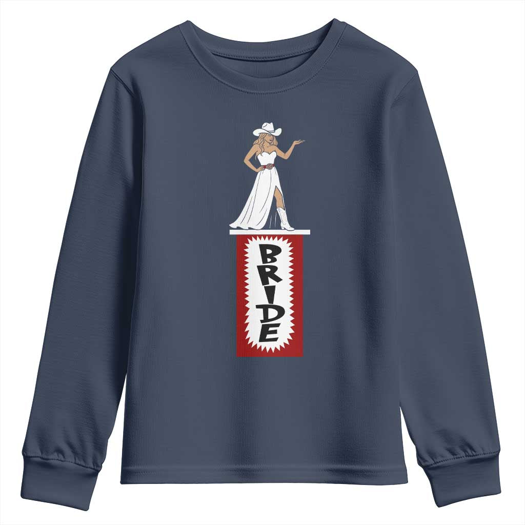 Bride Cowgirl Youth Sweatshirt Western Rodeo Bachelorette Party Wedding TS10 Navy Print Your Wear