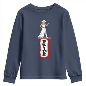 Bride Cowgirl Youth Sweatshirt Western Rodeo Bachelorette Party Wedding TS10 Navy Print Your Wear