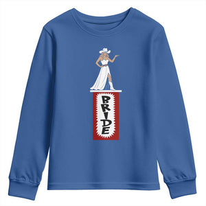 Bride Cowgirl Youth Sweatshirt Western Rodeo Bachelorette Party Wedding TS10 Royal Blue Print Your Wear