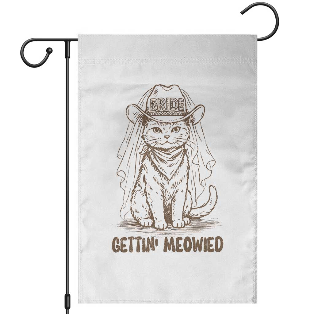 Cowgirl Bride Cat Garden Flag Vintage Cow Cat Rodeo Bachelorette TS10 White Print Your Wear