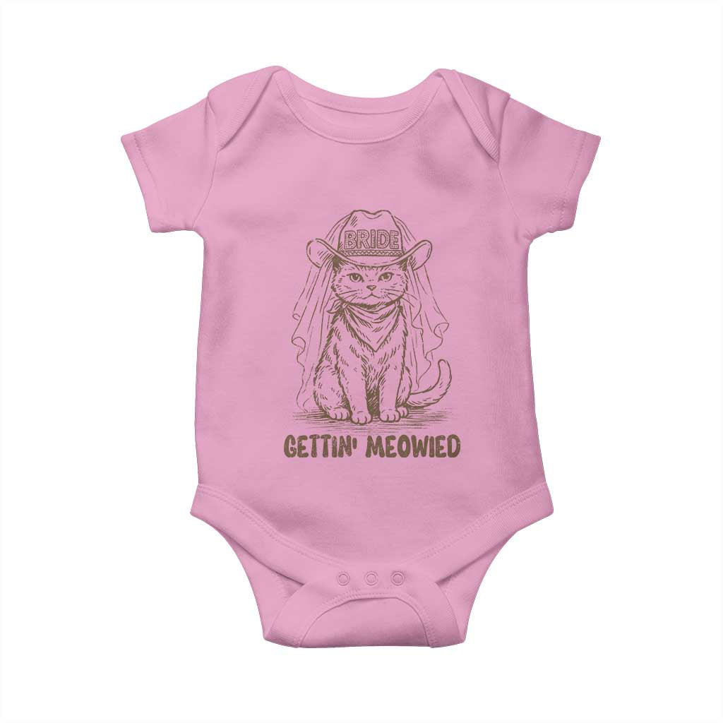 Cowgirl Bride Cat Baby Onesie Vintage Cow Cat Rodeo Bachelorette TS10 Light Pink Print Your Wear