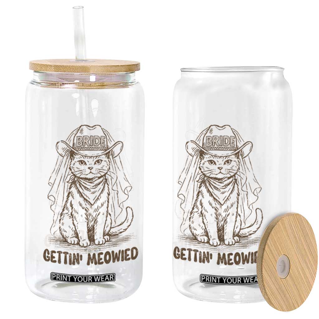 Cowgirl Bride Cat Glass Can Vintage Cow Cat Rodeo Bachelorette TS10 Print Your Wear