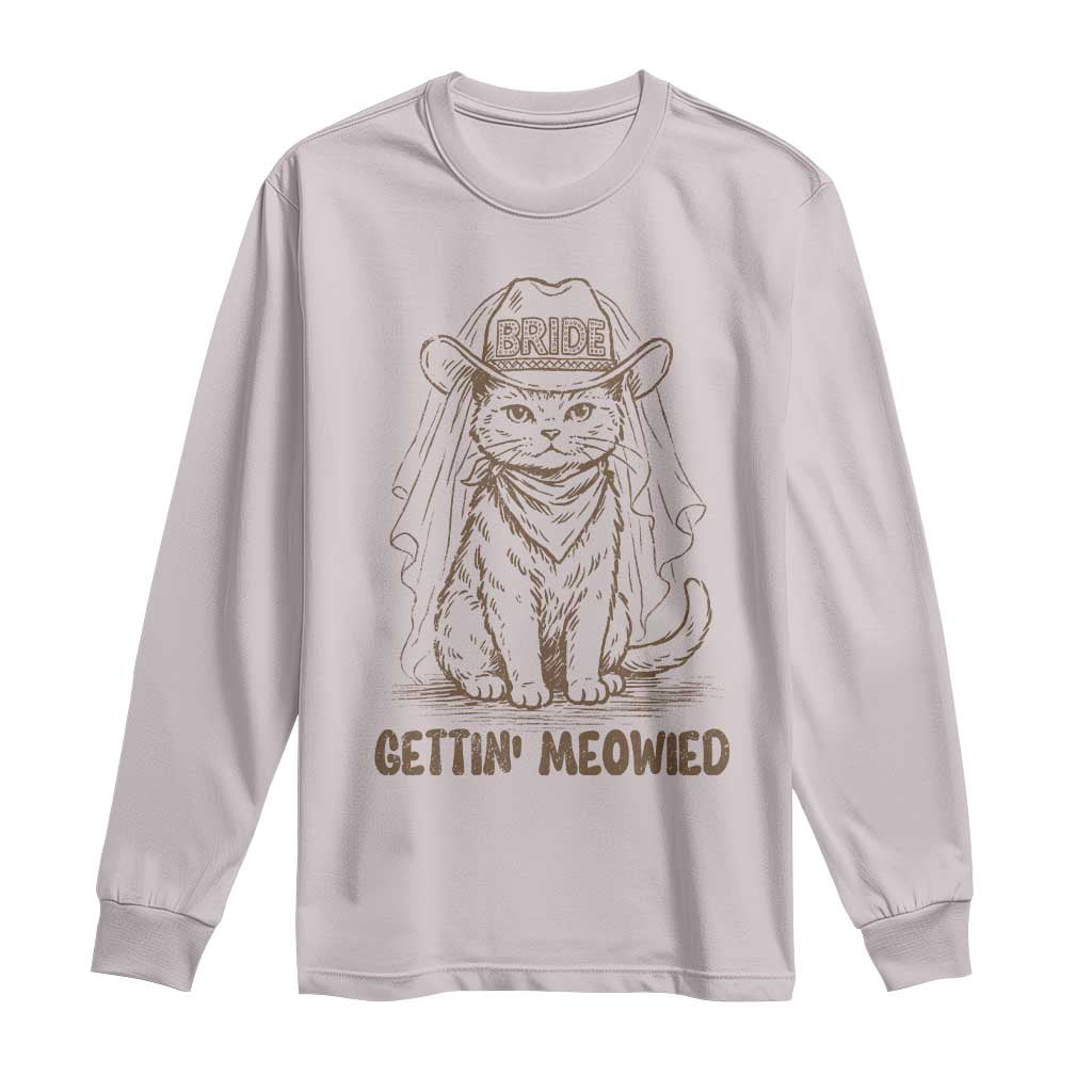 Cowgirl Bride Cat Long Sleeve Shirt Vintage Cow Cat Rodeo Bachelorette TS10 Ice Gray Print Your Wear