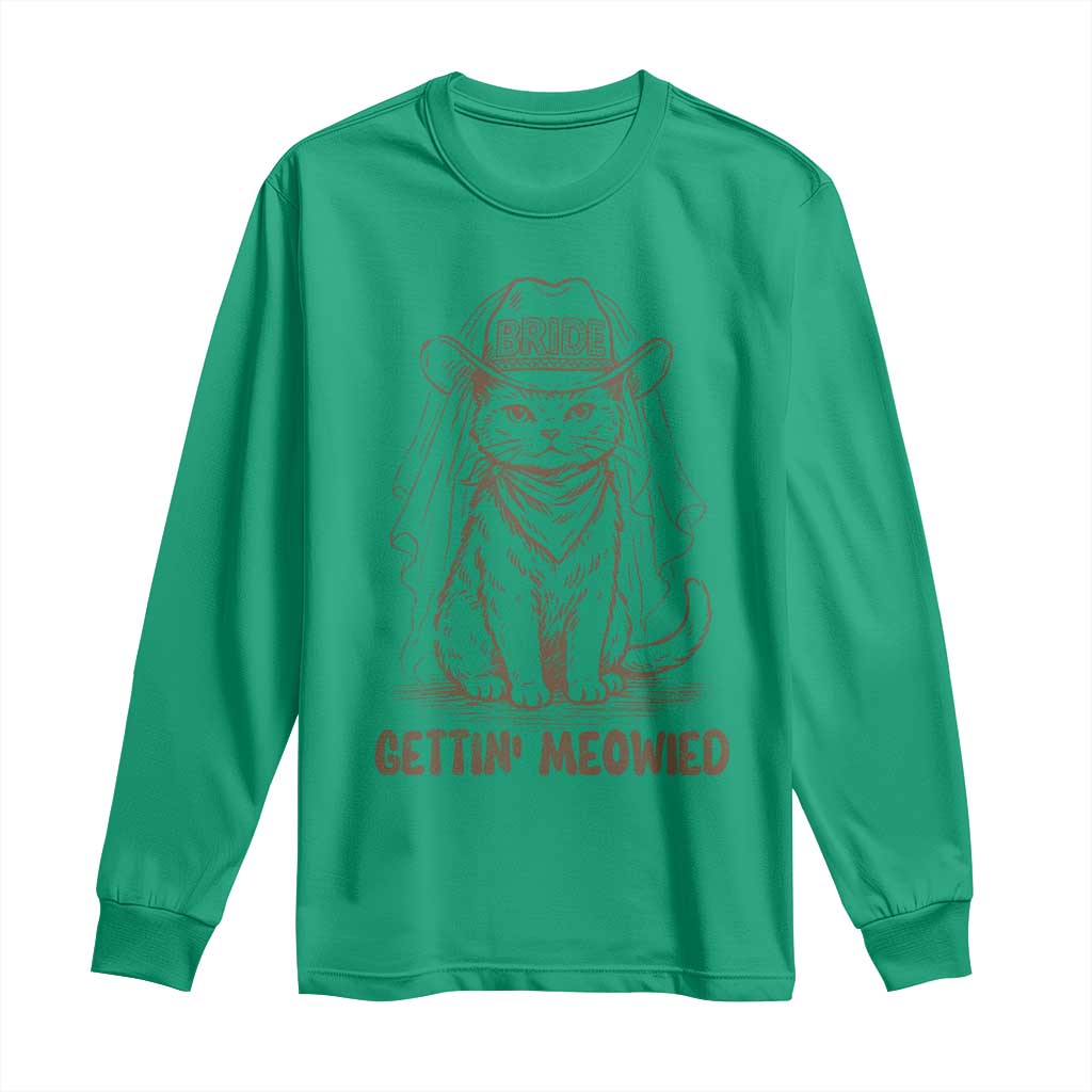Cowgirl Bride Cat Long Sleeve Shirt Vintage Cow Cat Rodeo Bachelorette TS10 Irish Green Print Your Wear