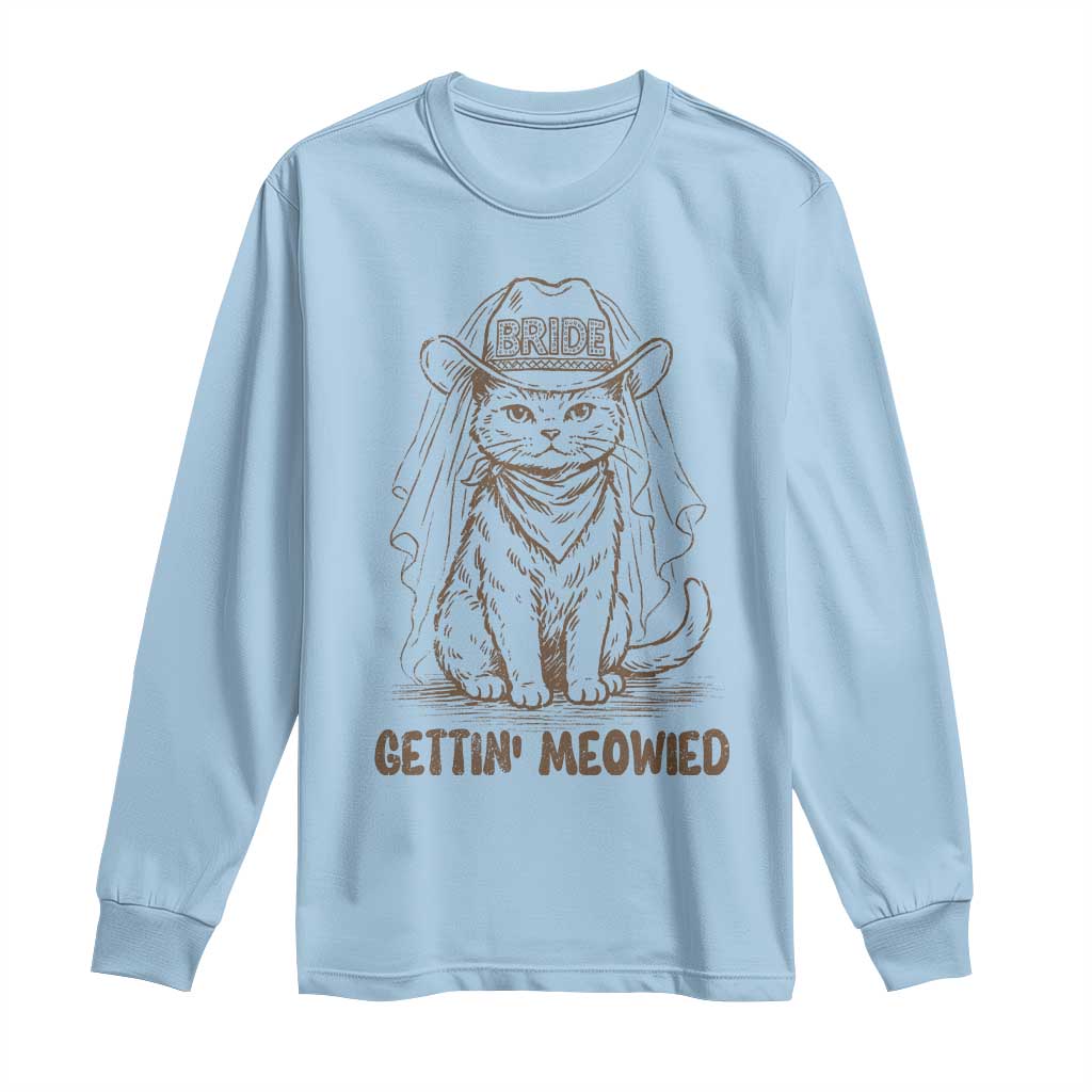 Cowgirl Bride Cat Long Sleeve Shirt Vintage Cow Cat Rodeo Bachelorette TS10 Light Blue Print Your Wear