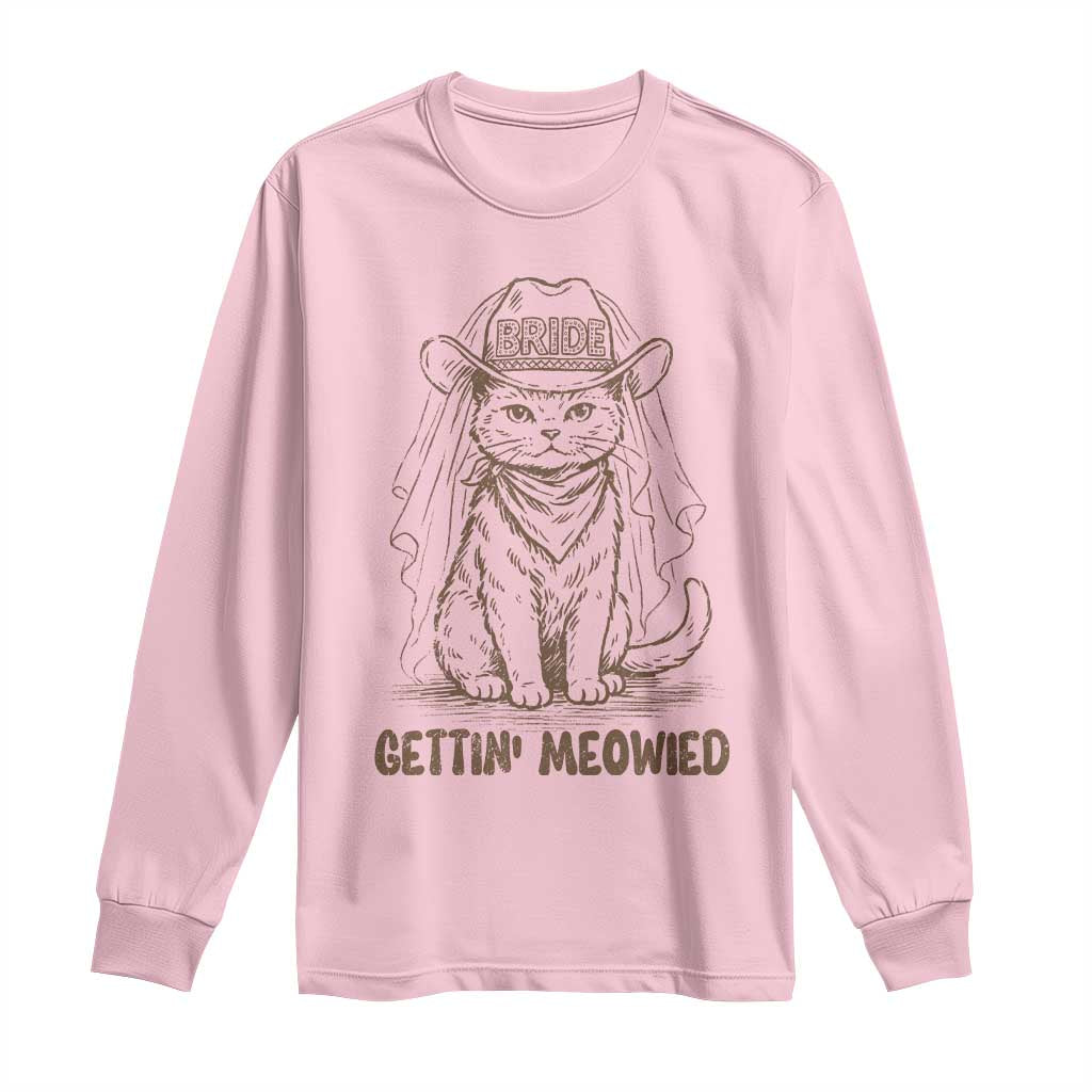 Cowgirl Bride Cat Long Sleeve Shirt Vintage Cow Cat Rodeo Bachelorette TS10 Light Pink Print Your Wear