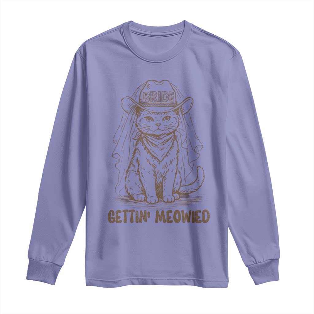 Cowgirl Bride Cat Long Sleeve Shirt Vintage Cow Cat Rodeo Bachelorette TS10 Violet Print Your Wear