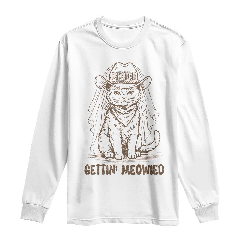 Cowgirl Bride Cat Long Sleeve Shirt Vintage Cow Cat Rodeo Bachelorette TS10 White Print Your Wear
