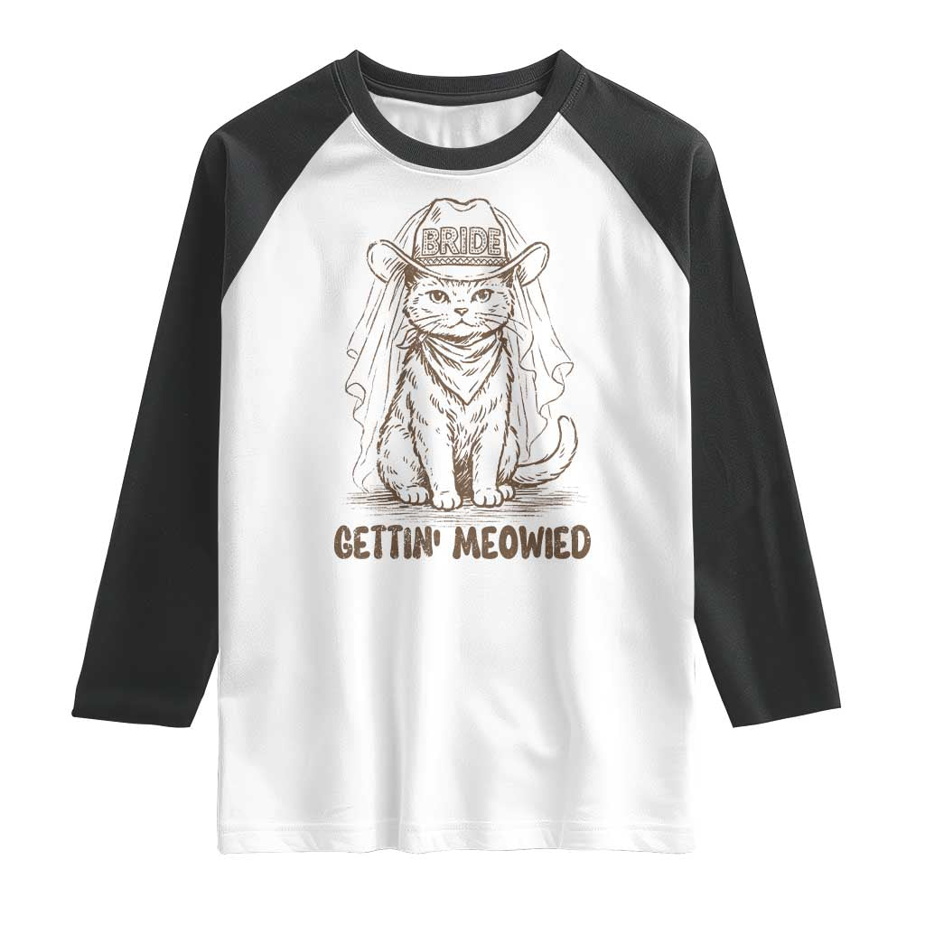 Cowgirl Bride Cat Raglan Shirt Vintage Cow Cat Rodeo Bachelorette TS10 White Black Print Your Wear