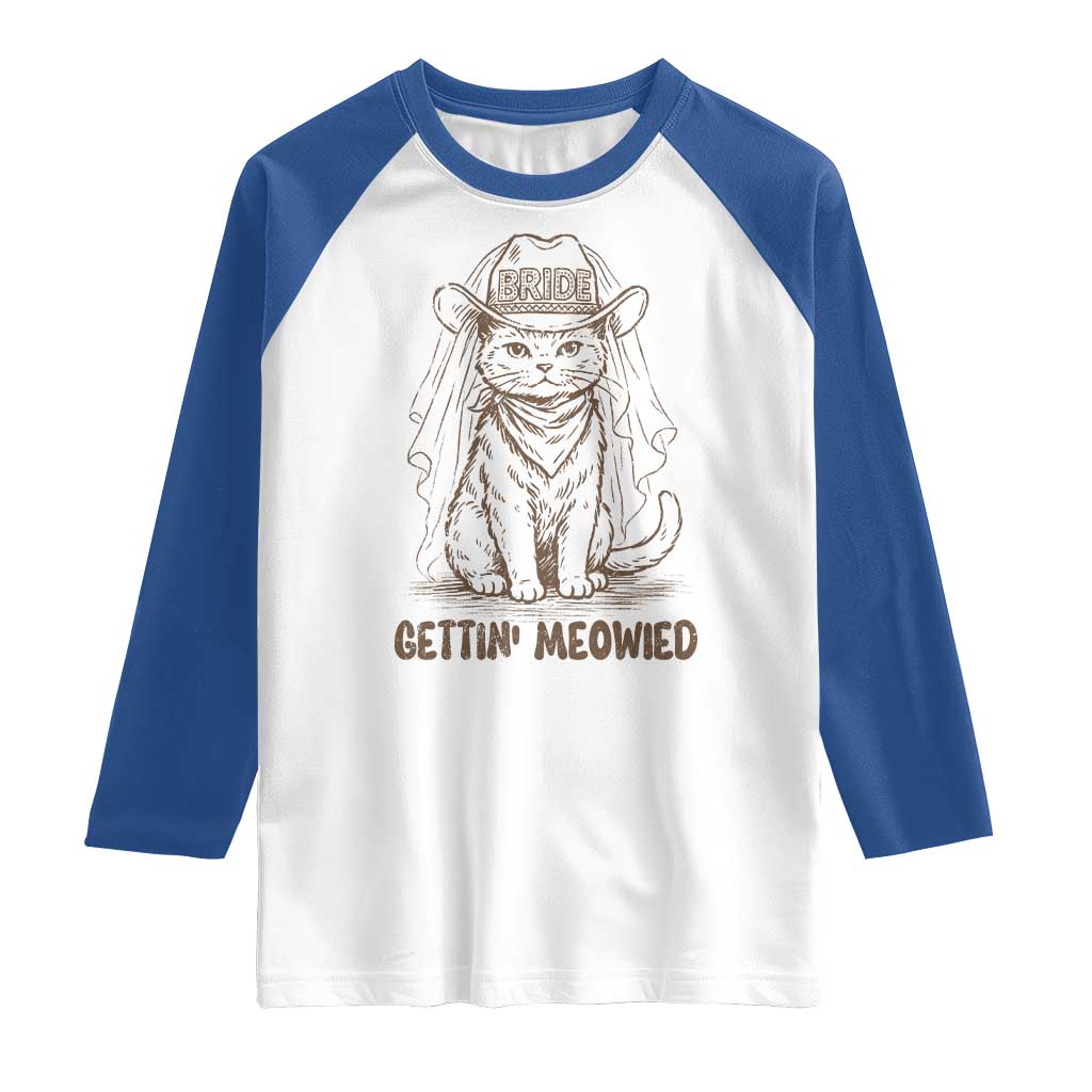 Cowgirl Bride Cat Raglan Shirt Vintage Cow Cat Rodeo Bachelorette TS10 White Royal Print Your Wear