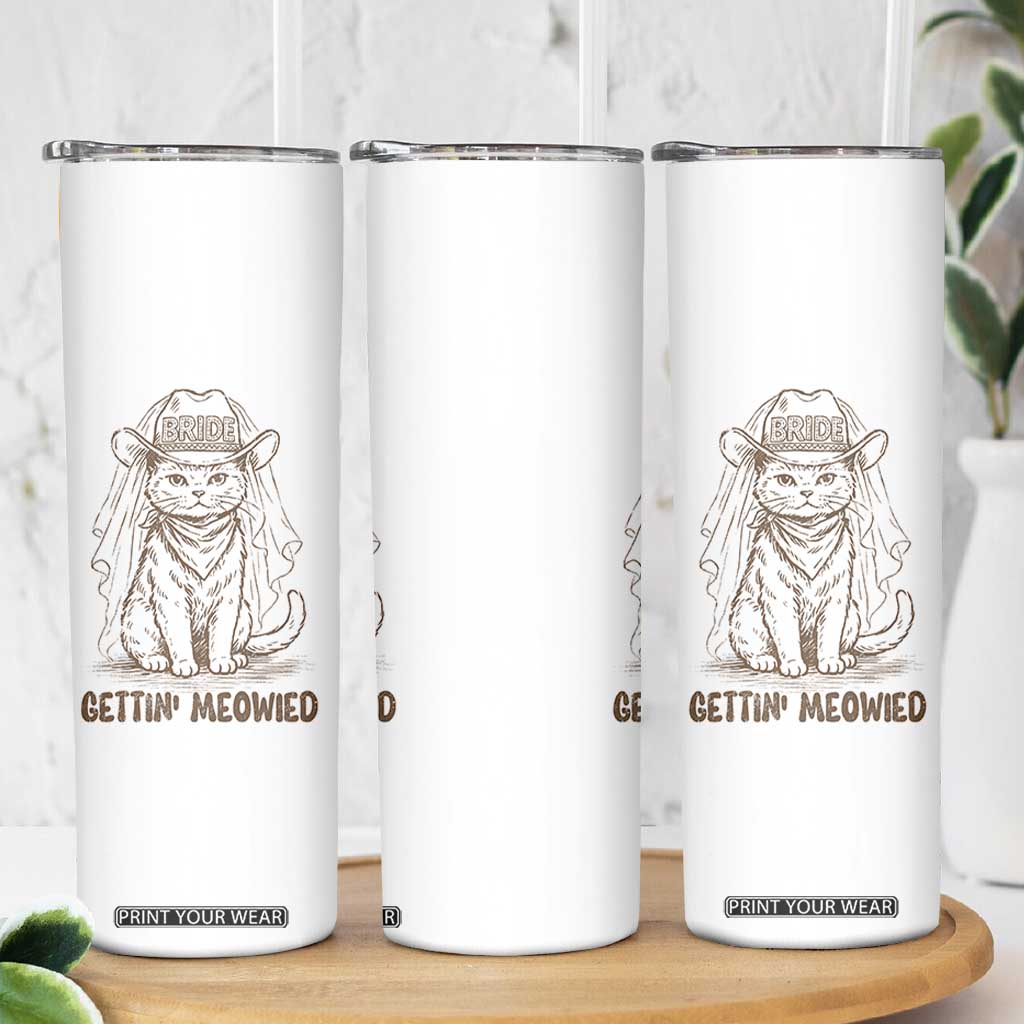 Cowgirl Bride Cat Skinny Tumbler Vintage Cow Cat Rodeo Bachelorette TS10 Print Your Wear