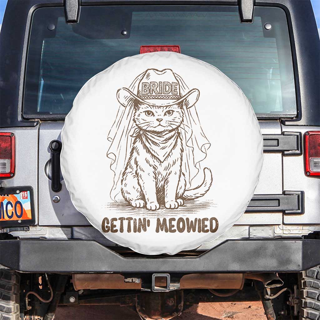 Cowgirl Bride Cat Spare Tire Cover Vintage Cow Cat Rodeo Bachelorette TS10 No hole Black Print Your Wear