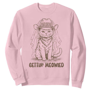 Cowgirl Bride Cat Sweatshirt Vintage Cow Cat Rodeo Bachelorette TS10 Light Pink Print Your Wear