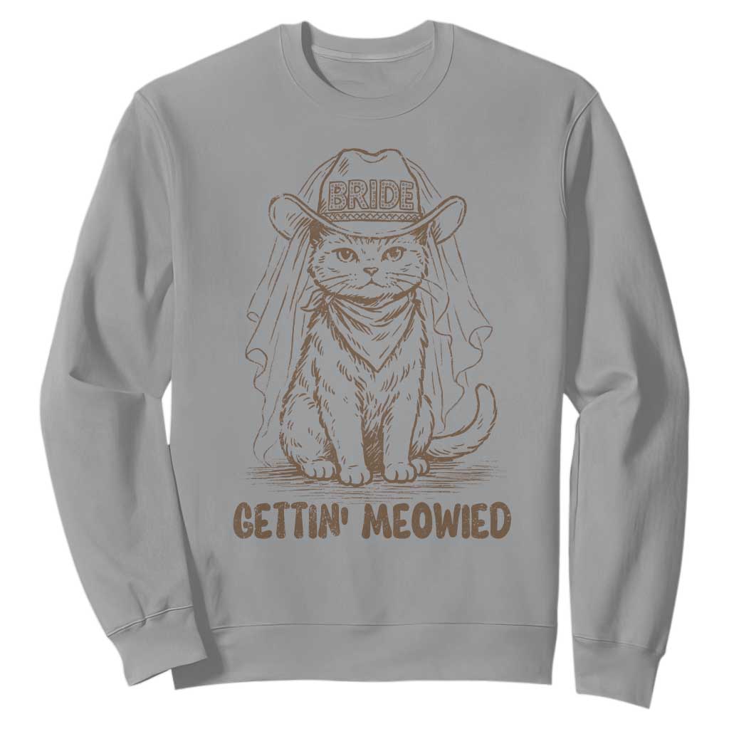 Cowgirl Bride Cat Sweatshirt Vintage Cow Cat Rodeo Bachelorette TS10 Sport Gray Print Your Wear
