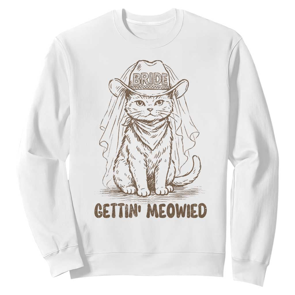 Cowgirl Bride Cat Sweatshirt Vintage Cow Cat Rodeo Bachelorette TS10 White Print Your Wear
