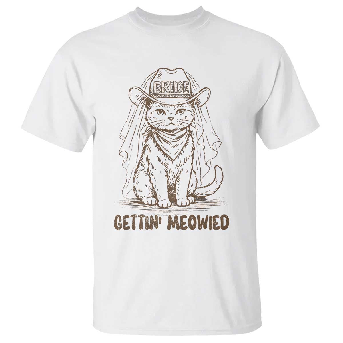 Cowgirl Bride Cat T Shirt Vintage Cow Cat Rodeo Bachelorette TS10 White Print Your Wear