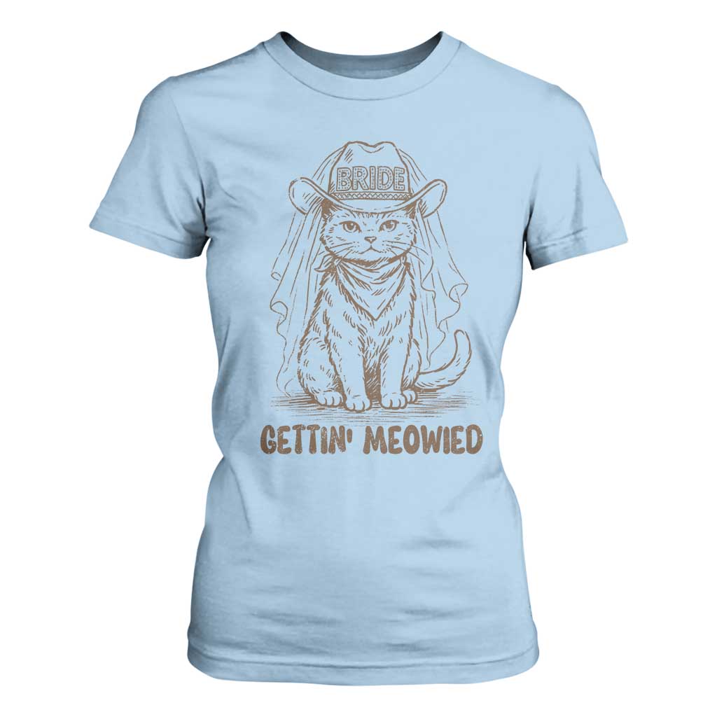Cowgirl Bride Cat T Shirt For Women Vintage Cow Cat Rodeo Bachelorette TS10 Light Blue Print Your Wear