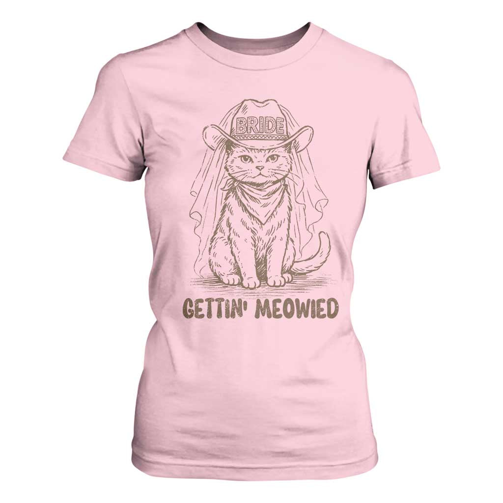 Cowgirl Bride Cat T Shirt For Women Vintage Cow Cat Rodeo Bachelorette TS10 Light Pink Print Your Wear