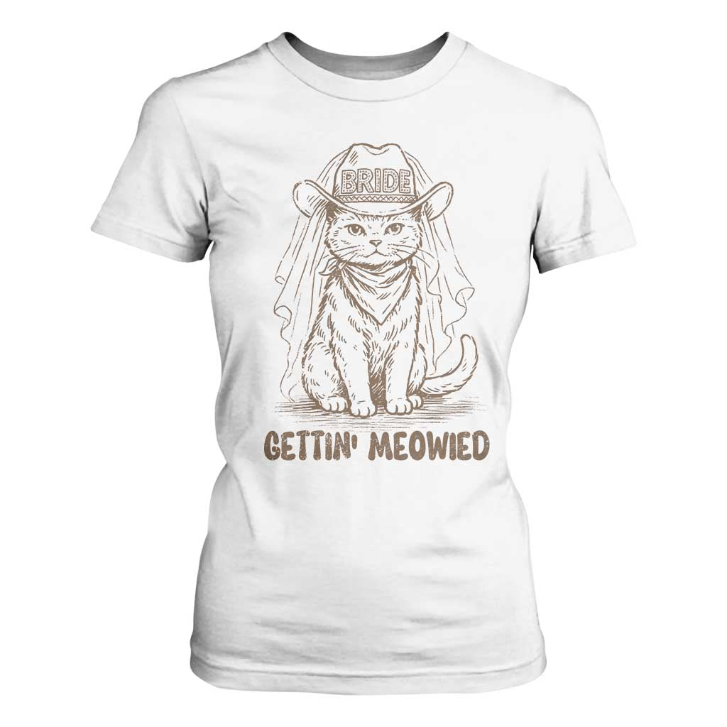 Cowgirl Bride Cat T Shirt For Women Vintage Cow Cat Rodeo Bachelorette TS10 White Print Your Wear