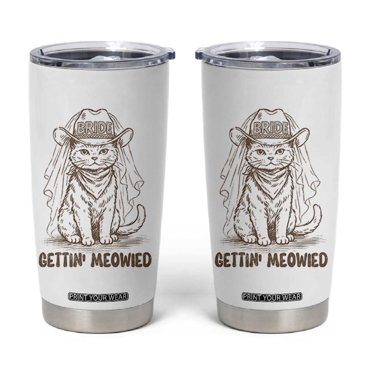 Cowgirl Bride Cat Tumbler Cup Vintage Cow Cat Rodeo Bachelorette TS10 White Print Your Wear