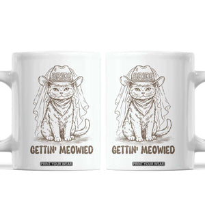 Cowgirl Bride Cat Coffee Mug Vintage Cow Cat Rodeo Bachelorette TS10 White Print Your Wear