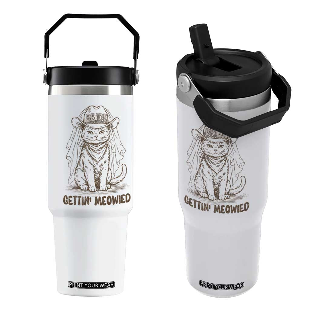 Cowgirl Bride Cat Flip Straw Tumbler Vintage Cow Cat Rodeo Bachelorette TS10 One Size: 30 oz White Print Your Wear
