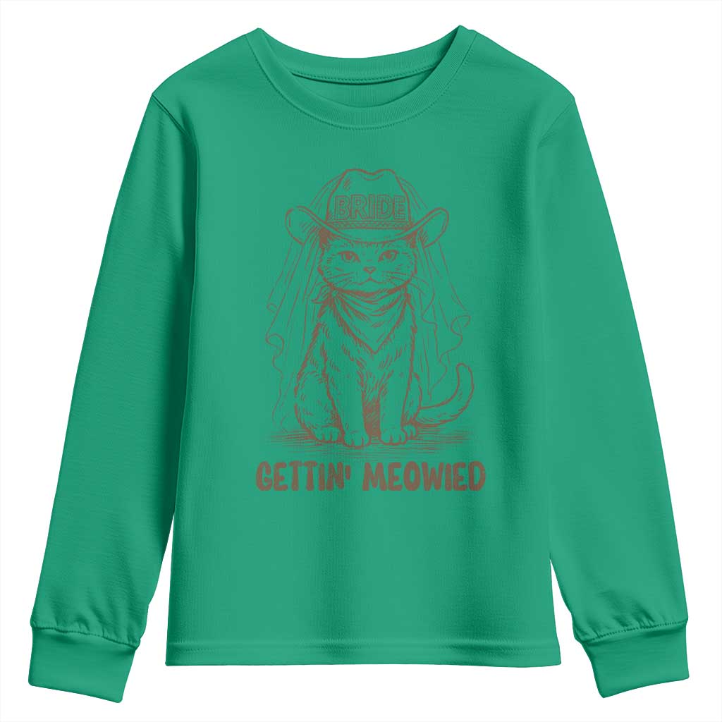 Cowgirl Bride Cat Youth Sweatshirt Vintage Cow Cat Rodeo Bachelorette TS10 Irish Green Print Your Wear