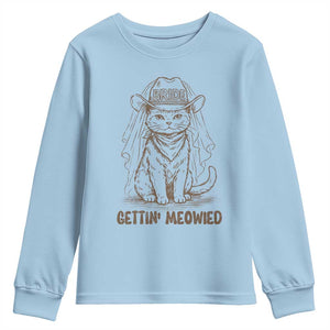 Cowgirl Bride Cat Youth Sweatshirt Vintage Cow Cat Rodeo Bachelorette TS10 Light Blue Print Your Wear