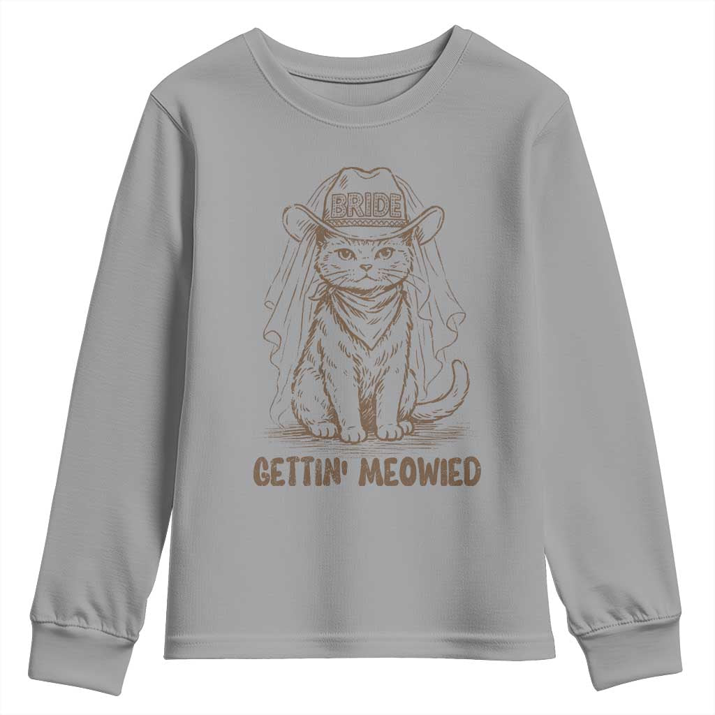 Cowgirl Bride Cat Youth Sweatshirt Vintage Cow Cat Rodeo Bachelorette TS10 Sport Gray Print Your Wear