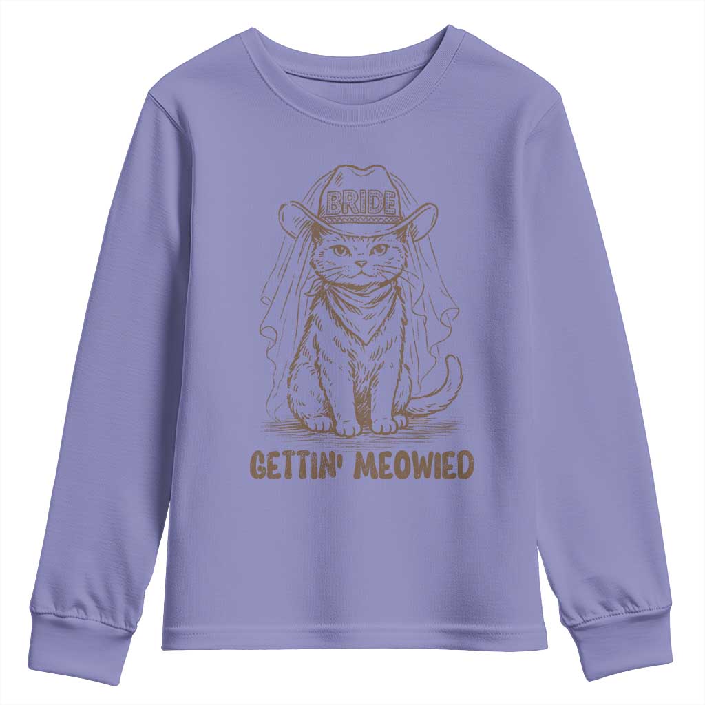 Cowgirl Bride Cat Youth Sweatshirt Vintage Cow Cat Rodeo Bachelorette TS10 Violet Print Your Wear