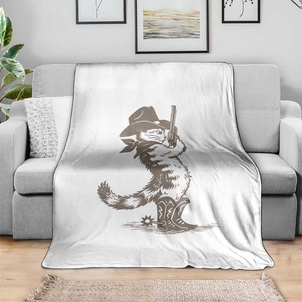 Vintage Cowboy Cat Throw Blanket Retro 90s Western Country Rodeo Kitten Cowgirl TS10 Print Your Wear